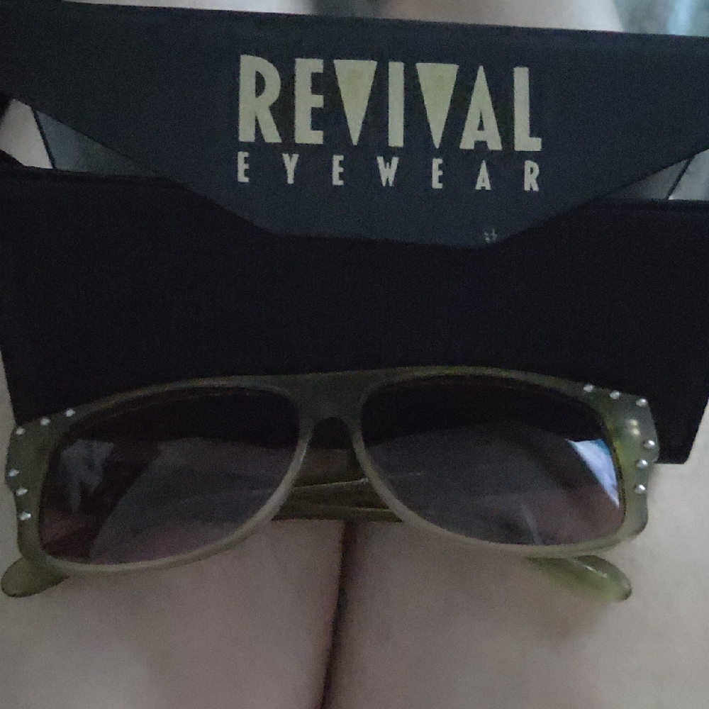 Women's Yellow Studded Rectangular Sunglasses - image 2